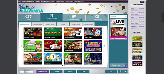 RNG Casino Games at Karamba